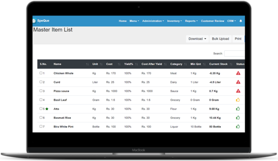 SpeQue Restaurant Inventory System